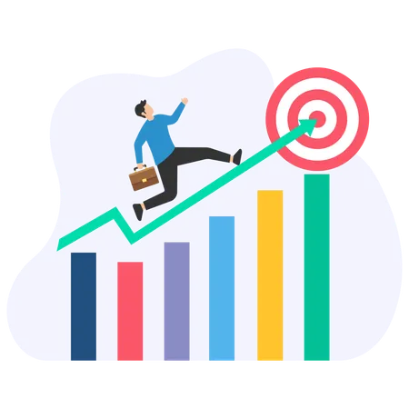 Homme d’affaires analysant la croissance du marché  Illustration