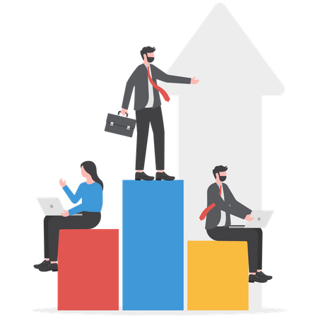 L'homme d'affaires analyse la croissance des bénéfices  Illustration