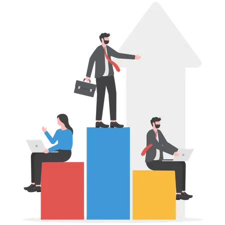 L'homme d'affaires analyse la croissance des bénéfices  Illustration