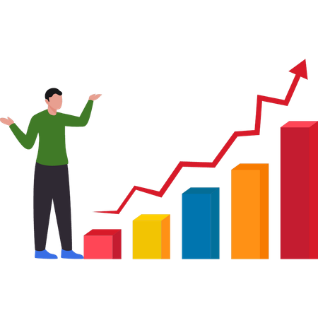 L'homme d'affaires analyse la croissance financière  Illustration