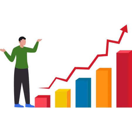 L'homme d'affaires analyse la croissance financière  Illustration