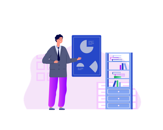 Diagramme circulaire d'analyse d'homme d'affaires  Illustration