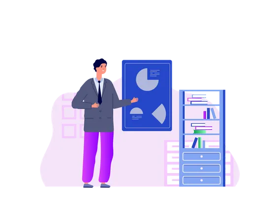 Diagramme circulaire d'analyse d'homme d'affaires  Illustration