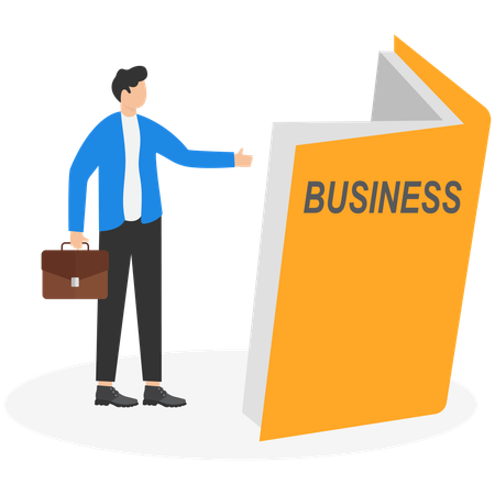 Homme d'affaires apprenant à faire des affaires pour investir prochaine étape  Illustration
