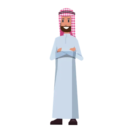 Homme d'affaires arabe, bras croisés  Illustration