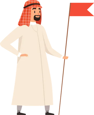 Homme d'affaires arabe tenant le drapeau  Illustration