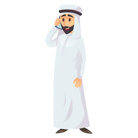 Homme d'affaires arabe parlant au téléphone  Illustration