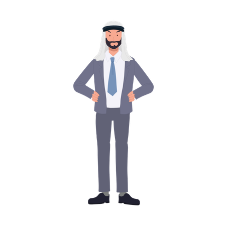 Homme d'affaires arabe professionnel confiant en costume  Illustration