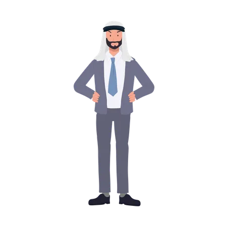 Homme d'affaires arabe professionnel confiant en costume  Illustration