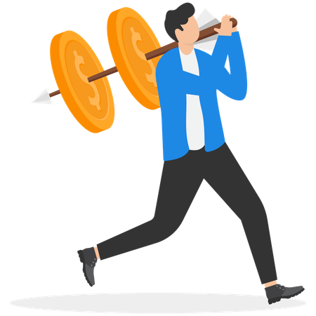 Homme d'affaires atteignant son objectif commercial  Illustration