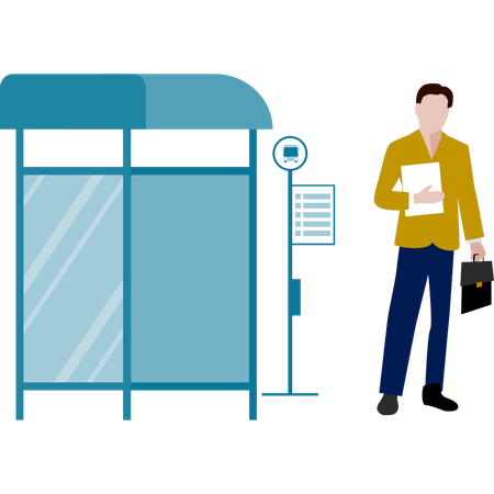 Homme d'affaires attendant le bus  Illustration