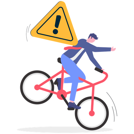 Un homme d'affaires fait preuve de prudence sur la route du marché  Illustration