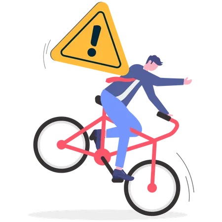 Un homme d'affaires fait preuve de prudence sur la route du marché  Illustration