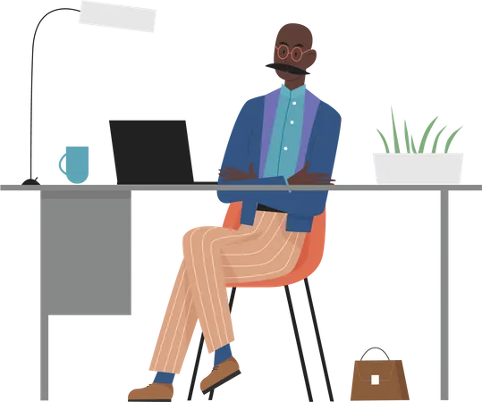 Homme d'affaires au bureau  Illustration