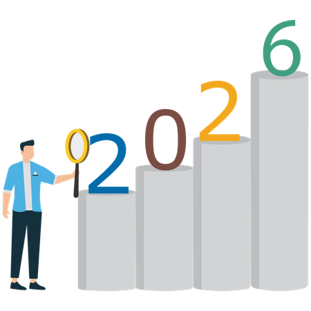 Un homme d'affaires se dirige vers la croissance en 2026  Illustration