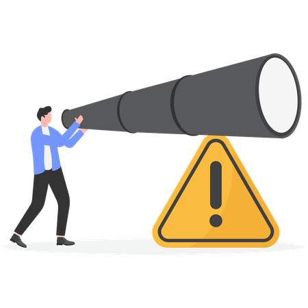 Homme d'affaires avec des informations d'avertissement  Illustration