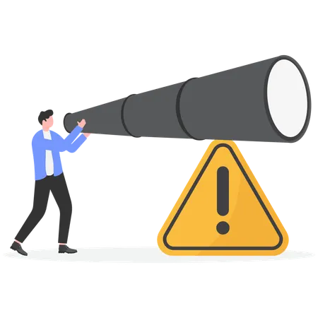 Homme d'affaires avec des informations d'avertissement  Illustration