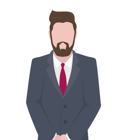 Homme d'affaires avec barbe et cravate rouge  Illustration