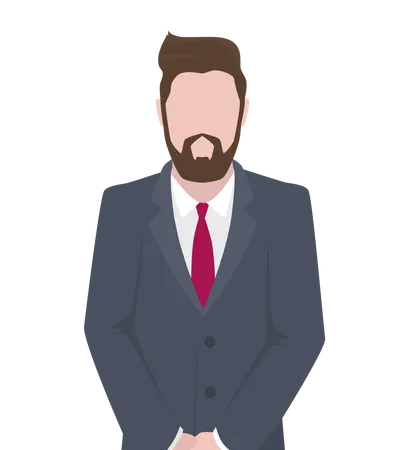 Homme d'affaires avec barbe et cravate rouge  Illustration