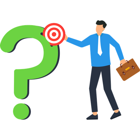 Homme d'affaires avec cible et point d'interrogation  Illustration