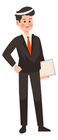 Homme d'affaires avec dossier de présentation  Illustration