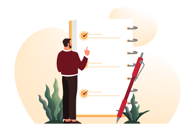 Homme d'affaires avec liste de choses à faire  Illustration