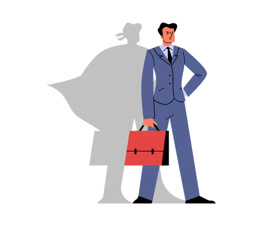 Homme d'affaires avec la silhouette de l'ombre de Superman  Illustration