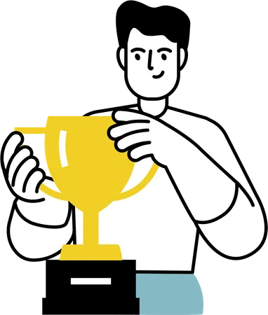 Homme d'affaires avec trophée de réussite  Illustration