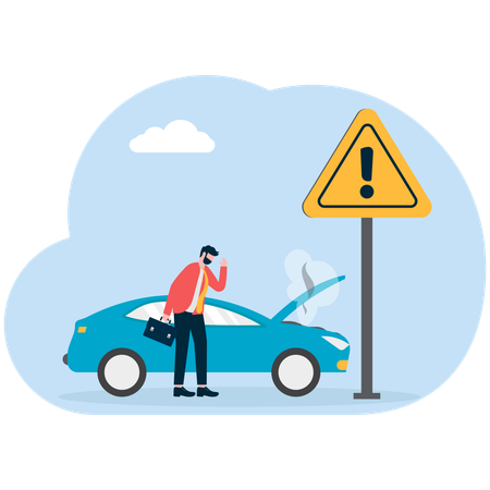 Un homme d'affaires a eu un accident de voiture dans une zone réglementée  Illustration