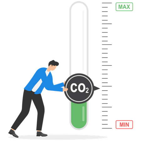 Homme d'affaires réduisant le niveau de co2  Illustration