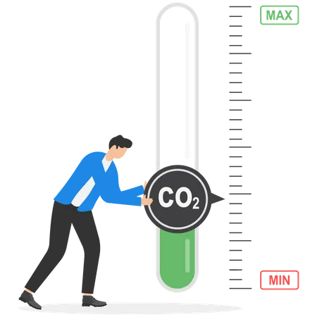 Homme d'affaires réduisant le niveau de co2  Illustration