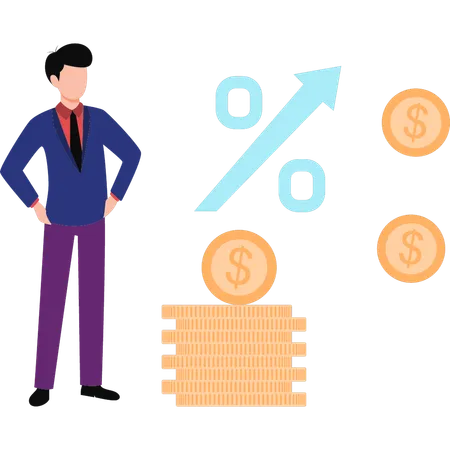 Le pourcentage de profit des hommes d’affaires a augmenté  Illustration