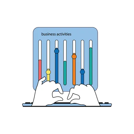 Homme d'affaires calculant les activités commerciales en ligne  Illustration