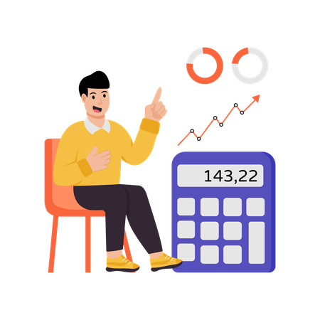 Homme d'affaires calculant le budget de l'entreprise  Illustration