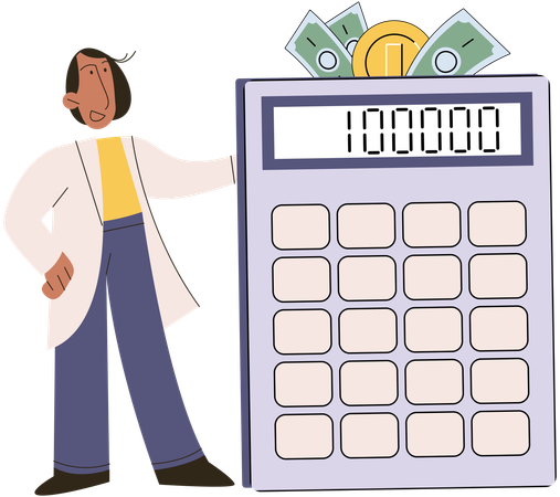 Homme d'affaires calculant son budget personnel  Illustration