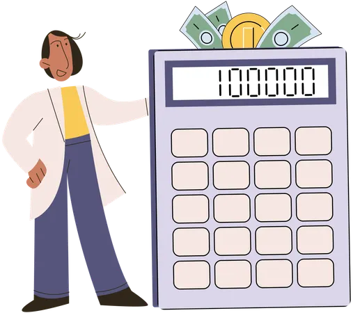 Homme d'affaires calculant son budget personnel  Illustration