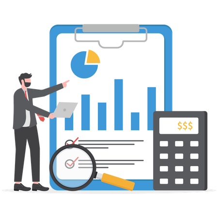 L'homme d'affaires calcule ses finances  Illustration