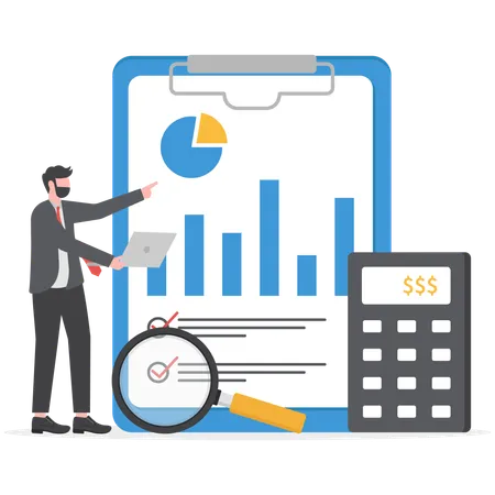 L'homme d'affaires calcule ses finances  Illustration