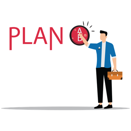 Homme d'affaires changeant de stratégie commerciale pour survivre  Illustration