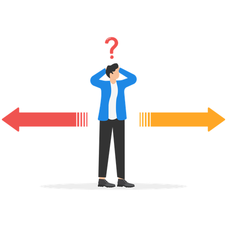 Homme d'affaires choisissant l'orientation de son entreprise  Illustration