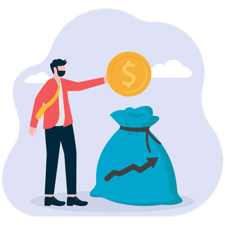 Homme d'affaires collectant des recettes  Illustration