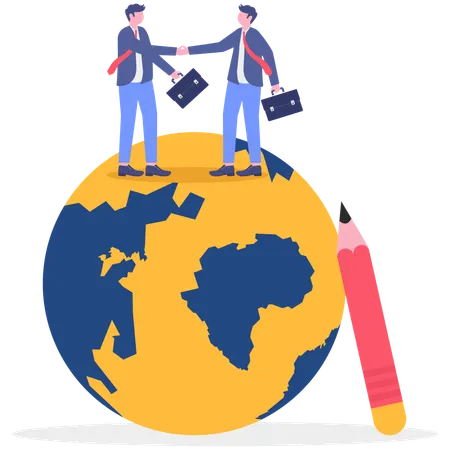 Homme d'affaires en train de conclure un accord mondial  일러스트레이션