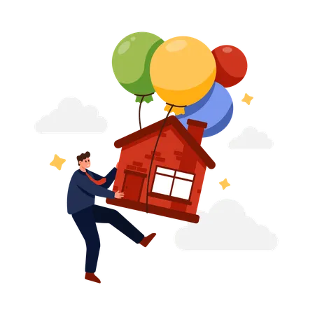 Un homme d'affaires confronté à l'inflation des prix de l'immobilier  Illustration