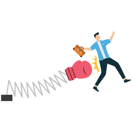 Homme d'affaires confronté à un conflit physique ou professionnel  Illustration