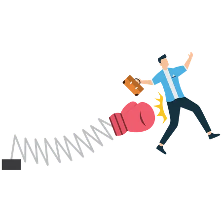 Homme d'affaires confronté à un conflit physique ou professionnel  Illustration