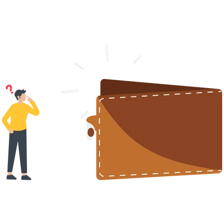 Homme d'affaires confus avec portefeuille vide  Illustration