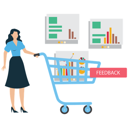 Homme d'affaires consultant l'analyse des commentaires des clients  Illustration
