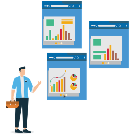 Homme d'affaires consultant un conseiller financier  Illustration