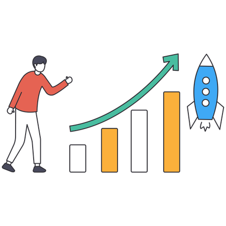 Homme d'affaires élaborant des stratégies de croissance  Illustration