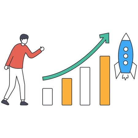 Homme d'affaires élaborant des stratégies de croissance  Illustration